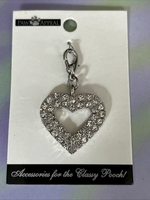 Pretty Paw Appeal Blanco Estrás Corazón Abierto Dije Etiqueta Collar Perro Gato Mascota Nuevo Foto 1 de 4