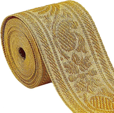 5 Yards Ethnic Polyester  Ribbon 1-1/2 Inch Wide Boho Woven Trim Vintage Embroid - Image 1 of 2