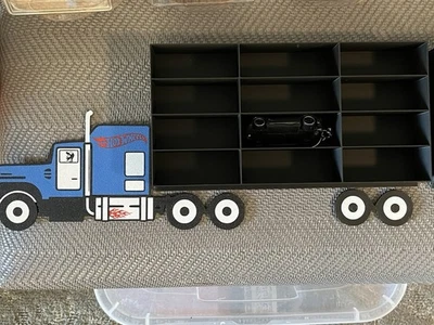 3D Printed Hot Wheels Semi Truck Hauler - Blue - Wall Mount Shelf Storage - Image 1 of 2