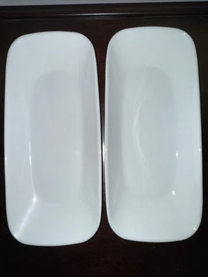 Set Of 2 Corelle Vitrelle White Appetizer/Snack Tray  10.5" X  4.75” - Image 1 of 4