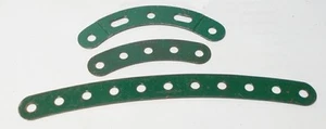 4 x Meccano Original Curved Strips Sortiment - 30er Jahre dunkelgrün - Bild 1 von 1