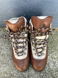 The North Face Brown Leather Lace Up Gore Tex Boots 8.5 Leather Trail Brown - Picture 1 of 12
