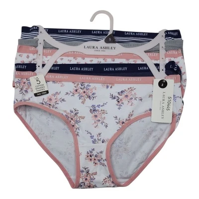 Laura Ashley Womens Cotton Spandex Panties Tag Free Small Floral Solid Striped - Image 1 of 4