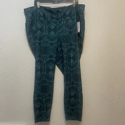 Leggings LIVI Estampado Floral Tiro Alto Suave 7/8 Azul Teal Negro Talla 26/28 NUEVO Foto 1 de 4