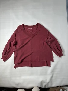 Top termico We The Free Asher taglia M OVERSIZE marrone scollo a V maglia waffle comodo - Foto 1 di 13