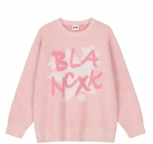 Lazy style soft and sticky knitted sweater women's top sweater pink Size Asian S - Picture 1 of 3