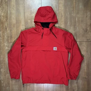 Chaqueta Pullover Carhartt WIP Nimbus Para Hombre Talla Mediana Roja Sudadera con Capucha Chaqueta para Lluvia Viento - Imagen 1 de 9