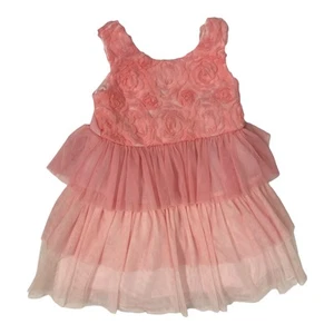 Bonnie Jean Girl's Party Ruffled Tiered Petticoat Knee Length Dress - Picture 1 of 2
