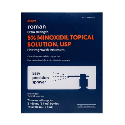 Minoxidil 5% Topical Solution Spray Men's Hair Regrowth Roman 3 Month Exp 10/25 - Image 1 of 4