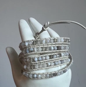 Chan Luu Wickelarmband auf Leder gemischte Perlen signiert 925 35" gebraucht lesen! C7 - Bild 1 von 17