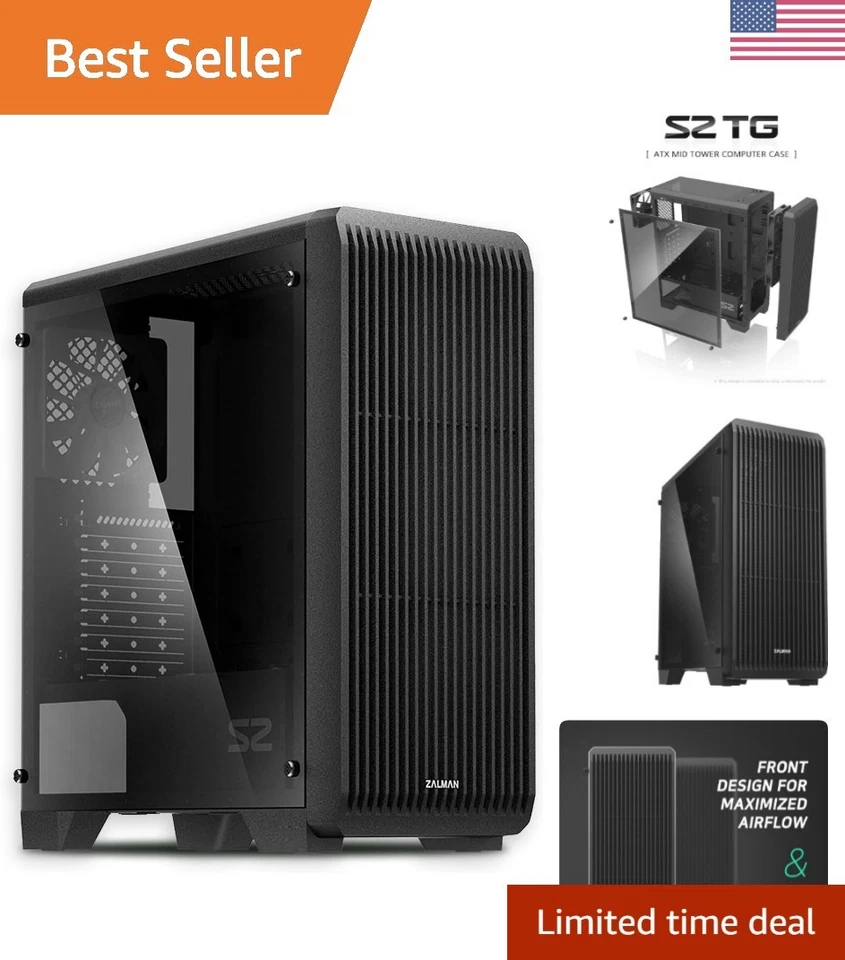 High Airflow S2 TG ATX Mid-Tower Case - Supports Up to 8 Cooling Fans - Image 1 of 4