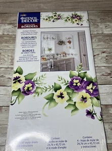 VTG Plaid Multi-Layer Border Wall Stencil Decor Pansy Blossoms #26738 (1998) - Picture 1 of 9