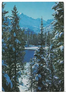 VTG Christmas Card approx 7.5 x 5" - Mountains Covered with Snow - Picture 1 of 3