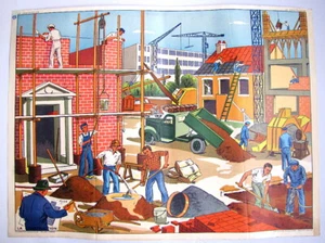 La Construction Maçon Architecte - La Ferme - Nalliers School Card 1950 - Picture 1 of 2