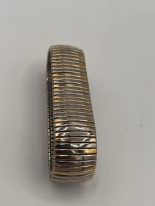 80s Reforge Stainless Steel Stretch Bracelet Expandable Gold/Silver Tone - Picture 1 of 7