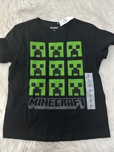 Old Navy boys Minecraft Creeper short sleeve Tee NWT 6/7 Small black - Picture 1 of 8
