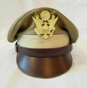 Segunda Guerra Mundial Ejército de los Estados Unidos Cuerpo Aéreo Militar Fuerza Aérea Caqui Trituradora Visera Sombrero Gorra - Imagen 1 de 3