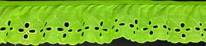 2" FLUORESCENT NEON GREEN RUFFLED EYELET FABRIC TRIM 15 YARDS - Picture 1 of 1