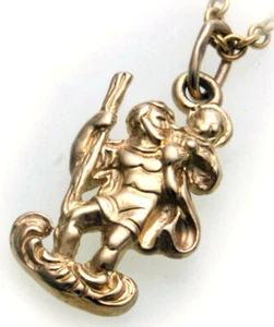Anhänger Christophorus Gold 585 plastisch Gelbgold Jesus Christopherus Unisex - Picture 1 of 2