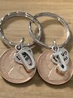 45th Anniversary Personalised Polished 1979 Coin & Charm Keyrings In Gift Bag x2