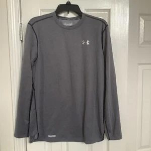 Under Armour Cold Gear Fitted Crew Neck Base Layer Shirt Gray Mens Large 1215484 - Picture 1 of 6