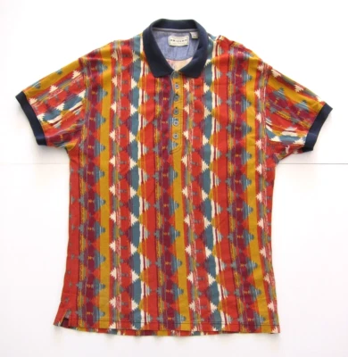 Camisa Polo Arizona Vintage 100% Algodón Naranja Verde Azul Cuello Azteca Hombres L Foto 1 de 4