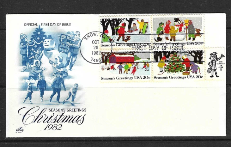 US SC # 2030a Christmas Children  FDC . Artcraft Cachet . - Image 1 of 1