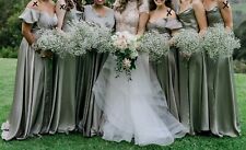 Sage bridesmaid dress, Tania Olsen designer, 2 cowl neck / 2 off-shoulder styles
