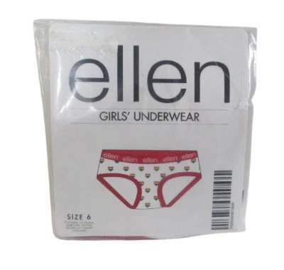 NWT Ellen Show Girls Kids Hearts Briefs Underwear 6 White/Red - Image 1 of 2
