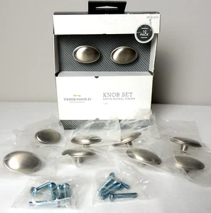 NEW Threshold 10 Pack Oval Knob Set Satin Nickel Finish With Mounting Hardware - Picture 1 of 10