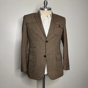 Perry Ellis Men's 42R Wool Brown Sport Coat Blazer Jacket 2-Button Action Back - Picture 1 of 10