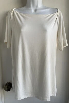 Brooks Brothers NWT Large Cream Ivory Boat Neck Lined Rayon Top - Image 1 of 4