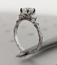 Nature Inspired Moissanite 14K White Gold Over Unique Leave Vine Engagement Ring