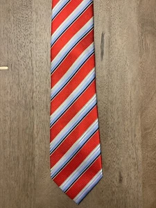Corbata Stafford Cuello Diagonal Rayas Rojo Azul Gris Plata  - Imagen 1 de 6