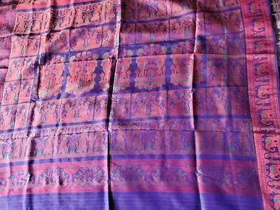 Women Pure Silk Baluchari Saree Handloom Wedding Festive Party Royal - Image 1 of 4