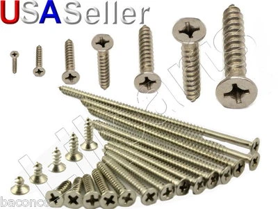 LILPARTS #4 #6 #8 Stainless Steel Flat Phillips Head Self Tapping Wood Sheet Metal Screws