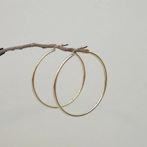 New Genuine 9ct 9k Yellow Gold 44mm Diameter Plain Hoop Earrings Stamped 375 - Picture 1 of 8