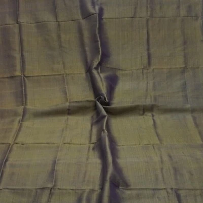 Vintage Gray 100% Pure Silk Handloom Sari Remnant 4YD Craft Fabric Silk Scrap - Image 1 of 4