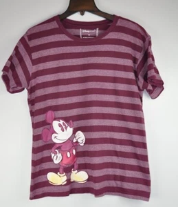 Disney Mickey Mouse Unisex T-Shirt for Adults – Size XL - Purple Stripe - Picture 1 of 4