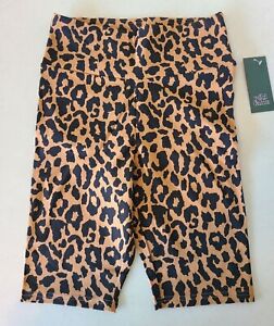 Women's Wild Fable Leopard Cheetah Print Stretch High-Rise Bike Shorts Yoga S
