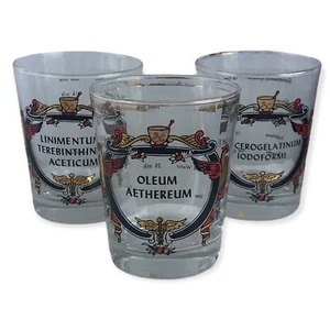 Vasos de bar de farmacia boticario Lowball Rocks whisky 3 vintage mediados de siglo - Imagen 1 de 8