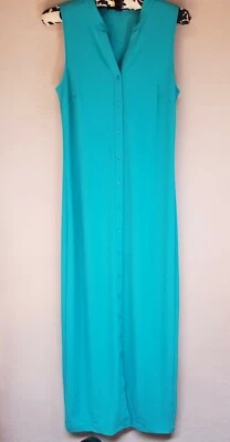 Vestido Camisa Larga Boston Proper Mujer Botón Frontal Sin Mangas XS Turquesa Informal Foto 1 de 4