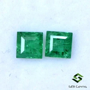 3.25 MM Zertifiziert Natürlicher Smaragd Quadrat Schliff Paar 0.41 Karat Zambia - Picture 1 of 5