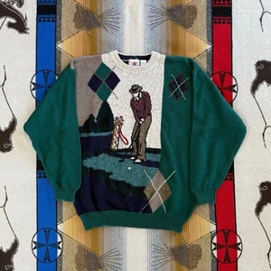 Vintage 90s Cotton Traders Golf Golfing Knit Pullover Sweater Size Large - Bild 1 von 7