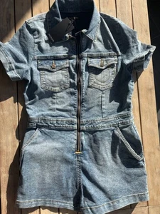 TRUE RELIGION WOMENS DENIM ROMPER SIZE XL - Picture 1 of 4