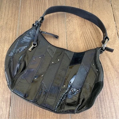 Bolso de hombro Hobo Fossil Black Patchwork - Cuero, charol, gamuza Foto 1 de 4
