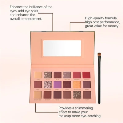 Eyeshadow Palette Makeup Brush Powder Eye Shadow Makeup Kit With Brush 18 Colors - Image 1 of 4