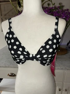 Maidenform Traje de Baño Bikini Top Negro Blanco Lunares 34D Nuevo con Etiquetas - Imagen 1 de 7