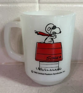 Anchor Hocking Vintage Fire King Snoopy Curse You Red Baron 1965 Mug USA - Picture 1 of 6