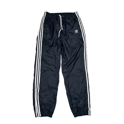 Pantalones deportivos deportivos deportivos de nailon medianos vintage Adidas negros para hombre de 3 rayas Foto 1 de 4